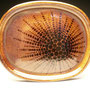 PAUL WOTHERSPOON, NZ - OVAL PLATTER, STAR-BURST PATTERN, STONEWARE, HONEY COLOURED GLAZE WITH IRON PATTERN - 3cmH x 30cmW x 39cmD, 1.7kg - #PWR8.....SOLD
