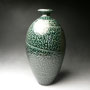 KIM MORGAN - BOTTLE VASE, BLACK WOOD ASH GLAZE - 31cmH x 16cmD, 1.8kg - #KM105 SOLD