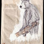 "Kallisto", 0,32 x 0,23m, Tippex, Kuli, Tackernadeln, roter Tee auf Zeitung, 2009