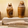 Vasi canopi e mummia di un uccello, Museo Egizio, Il Cairo