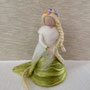 Handgefertigte Rapunzel aus Filz mit langem Zopf. Märchenhafte Dekoration aus Wolle für Jahreszeitentisch, Kinderzimmer oder als besonderes Geschenk für Kinder zur Babyparty.