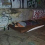 Nachtlager eines Obdachlosen