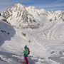 Courte pause pour Liv face à l'Aiguille Verte