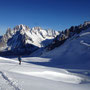 Un virage avec l'Aiguille Verte en toile de fond