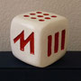 im gedenken an fukushima . 2012 . ca. 12 x 12 x 12 cm . holzwürfel mit daten der katastrophe versehen . (würfel in japanischer botschaft in berlin übergeben) .