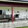 Terrace with outdoor fireplace