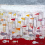 'Eisvögel und Fische' (40 x 40 cm)