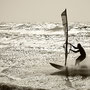 Windsurfer bij storm Waddenzee 2008