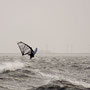 Windsurfer bij storm Waddenzee 2008