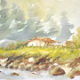 acquerello Paesaggio rurale, acuarela paisaje rural, Leonardo Calvo