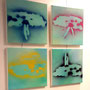 Pink, Blue, Violett, Yello, 2021  Acryl auf Leinwand, 40x40cm