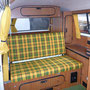 VW Bus T2 Fond neu gepolstert und mit original Stoff neu bezogen.