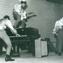 THE CRAZY STRANGERS on stage in Tel Aviv - vlnr: Gerard Buskop, Franky Franken en Walter Kohn