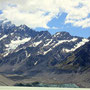 Blick über den Hooker Glacier auf den Mount Cook