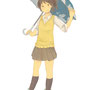 「傘と少女」　使用ツール：SAI