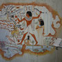 ägyptische Wandmalerei von Daniela Rutica im Gästehaus St. Markus in Brenkhausen, frei nach einer Vorlage aus dem Grab des Nebamun 