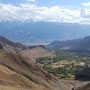 View from Khardung-La towards Leh, with Shanti Stupa in the distance, opposite Stok Range with Stok Kangri (6150m, 20177ft)