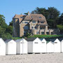 Blick vom Strand mit Badehäuschen