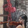 "Tanz ist Architektur" 50 x 25 cm auf hellbeigem Pastelmat mit Bügelband und Druckschablone