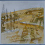 Alentejan landscape - acrylic wih sand and pencil on paper - 25 x 25 cm