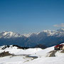 Výhled na panorama hor za průsmykem Jaufenpass