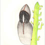 "H.H. am Kaktus"  Nerostift, Aquarellbuntstift