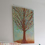 JAHRESZEITENBAUM, modernes Wandbild im Hochformat