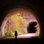 トンネルを貫けると紅葉そして、またトンネル