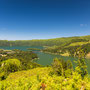 Sete Sidades vom Vista do Rei: Lagoa Azul und Lagoa Verde