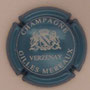 Marque : MEREAUX Gilles N° Lambert : 21 Couleur : Bleu pâle métal et noir Description : Nom de la marque sous un blason encadré de deux lions Emplacement : 