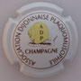 Marque : TISSIER JM N° Lambert : 12-1 Couleur : Blanc, marron et jaune Description : Association Dijonnaise Placomusophile - nom de la marque  Emplacement : 