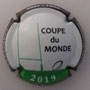 Marque : STRAUSS - GEORGETON N° Lambert : NR Couleur : Fond blanc, "2019" sur fond vert Description : Coupe du monde de rugby 2019 au Japon - nom de la marque sur le pourtour Emplacement : 