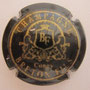 Marque : BRETON fils N° Lambert : 5 Couleur : Noir, inscription or Description : BF dans un blason entouré de deux lions et surmonté d'une couronne  Emplacement : 