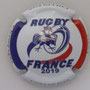 Marque : COLLIN Jean N° Lambert : NR7 Couleur : Fond Blanc, contour bleu, blanc, rouge Description : Rugby France 2019 - Nom du producteur Emplacement :