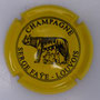 Marque : FAYE Serge N° Lambert : 8 Couleur : Fond jaune et noir Description : Louve et Romulus & Rémus - nom de la marque Emplacement : 