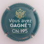 Marque : CANARD - DUCHENE N° Lambert : A0g Couleur : Fond vert, écriture blanche  Description : Armoiries et mention “Vous avez gagné *! CN 195”  Emplacement : 