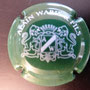 Marque :  WARIS Alain & fils N° Lambert : 3 Couleur : Vert et blanc Description : Lettres WA dans un blason couronné soutenu par deux lions  Emplacement : 108-01-05