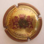 Marque : CADEL Guy N° Lambert : 3 Couleur : Blanc et bordeaux strié Description : Blason entouré de deux lions    Emplacement : 020-01-02