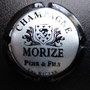 Marque : MORIZE René  N° Lambert : 4 Couleur : Contour noir, fond blanc Description : Blason - Nom de la   marque   Emplacement : 
