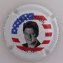 Marque : THIRION Jacques N° Lambert : 1l Couleur : Fond bleu, blanc , rouge, contour blanc  Description : Bill Clinton président des Etats-Unis - nom de la marque Emplacement : 