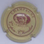 Marque : COPIN - CHEVALIER N° Lambert : 1 Couleur : Crème et bordeaux Description : Initiales dans un cartouche ovale - nom de la marque Emplacement : 