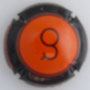 Marque : GUEUSQUIN N  N° Lambert : 8a Couleur : Orange, contour noir Description : Lettre “G” - nom de la marque Emplacement : 