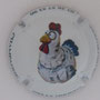 Marque : DHONDT Nelly N° Lambert : 9 Couleur : Fond blanc, dessin polychrome Description : Poule - nom de la marque sur le pourtour  Emplacement : 