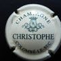 Marque : CHRISTOPHE N° Lambert : 5 Couleur : Jaune-Crème et vert Description : Lettres DN dans armoiries surmontant le nom de la marque  Emplacement : 026-07-02