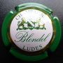 Marque : BLONDEL N° Lambert : 20  Couleur : contour Vert  Description : Blason couronné encadré   de deux lions - nom de la marque   Emplacement : 