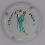 Marque : GENERIQUE  N° Lambert : 655 Couleur : Fond blanc Description : Femme tenant une flûte de Champagne, avec une tête en forme d'étoile or et une longue robe bleue et blanche  Ref emplacement : 