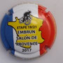 Marque : CLERGEOT Daniel N° Lambert : NR Couleur : Fond marron Description : Tour de France 2017 - Embrun - Salon de Provence - nom de la marque  Ref perso :