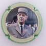 Marque : MIGNON Pierre N° Lambert : 75j Couleur : Contour vert, cercle crème Description : Général de Gaulle - nom de la marque    Emplacement : 