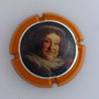 Marque : CLICQUOT (Veuve) N° Lambert : 128 Couleur : Contour orange. Quart 32 mm Description : Portrait veuve Clicquot. Filet métal.  Emplacement :