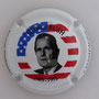 Marque : THIRION Jacques N° Lambert : 1k Couleur : Fond bleu, blanc , rouge, contour blanc  Description : George Bush père président des Etats-Unis - nom de la marque Emplacement : 